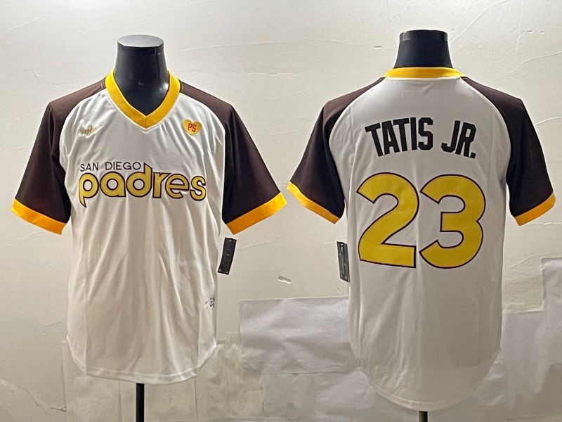 Men San Diego Padres #23 Tatis jr White Throwback Game 2025 Nike MLB Jersey style 1->san diego padres->MLB Jersey